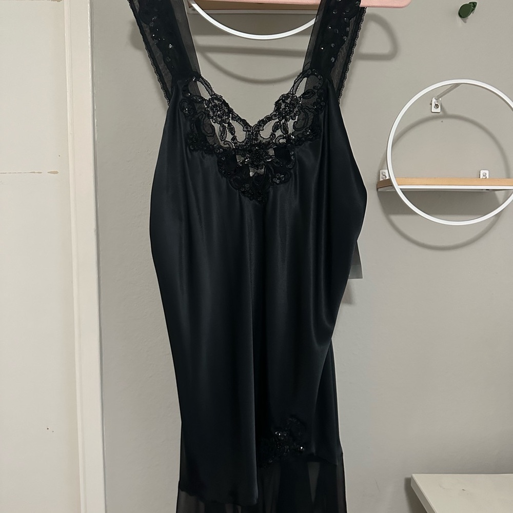 Vintage Christian Dior Black Embellished Slip Dress